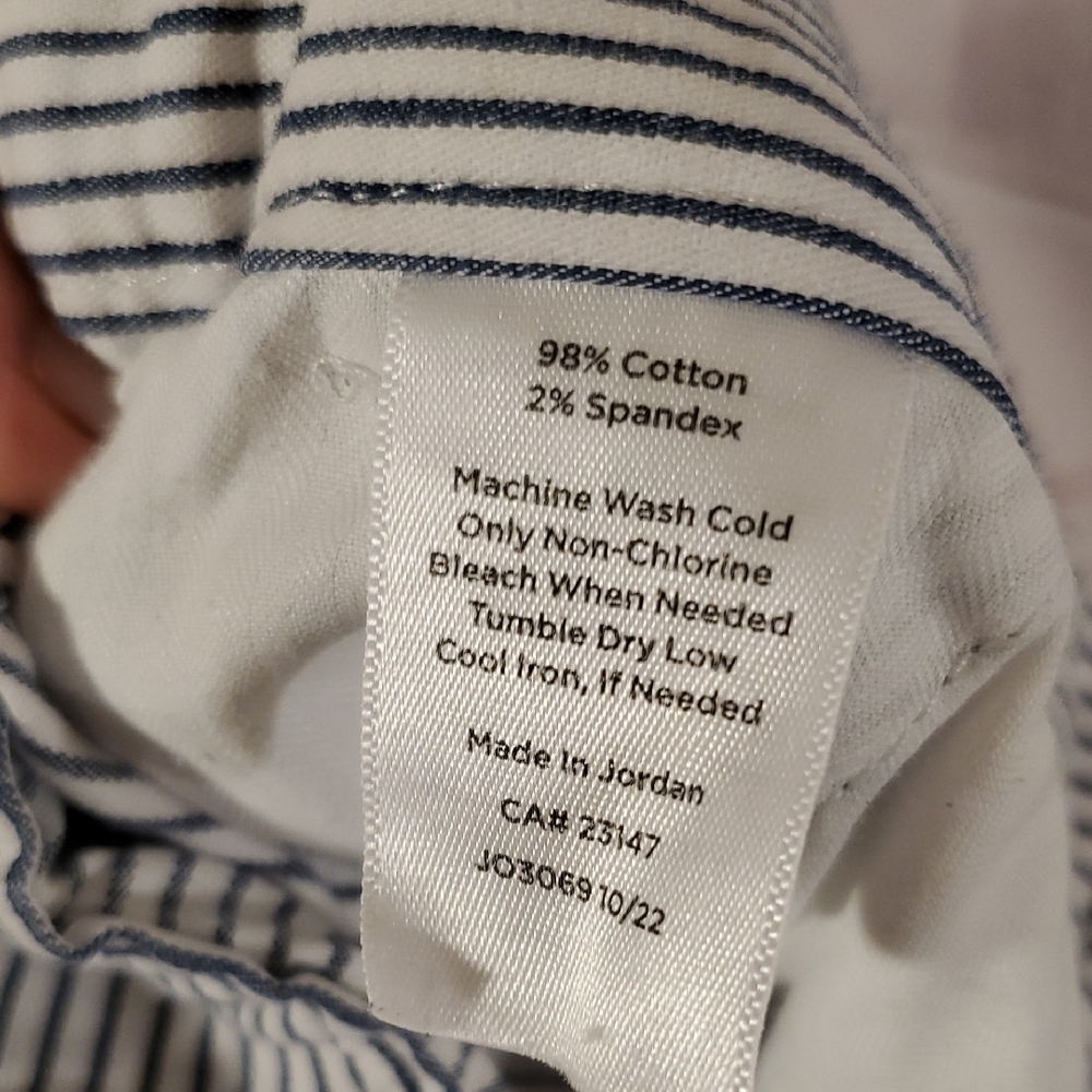 Talbots Blue And White Striped Cropped Pants Pockets Size 2X - Picture 8 of 8